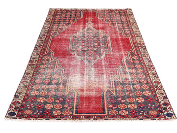 4x6 Handmade Turkish Vintage Tribal Rug | Zig-Zag Shield in Berry-field Blush | Boho Rug, Antique Anatolian Rug | SHR477 | From 1970