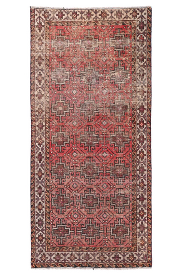 Vintage Hand Knotted Turkish Wool Rug – Geometric Red Area
