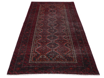 4x6 Handmade Turkish Vintage Tribal Rug | Deep Blood Red Geometric Prayer Field | Boho Rug, Antique Anatolian Rug | SHR484 | From 1970