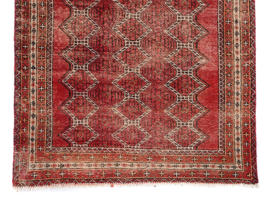 4x6 Handmade Turkish Vintage Tribal Rug | Interlocking Diamond Lattice | Boho Rug, Antique Anatolian Rug | SHR486 | From 1970