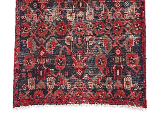 3x6 Handmade Turkish Vintage Tribal Rug | Floral Garlands on Indigo Fog Field | Boho Rug, Antique Anatolian Rug | SHR487 | From 1970