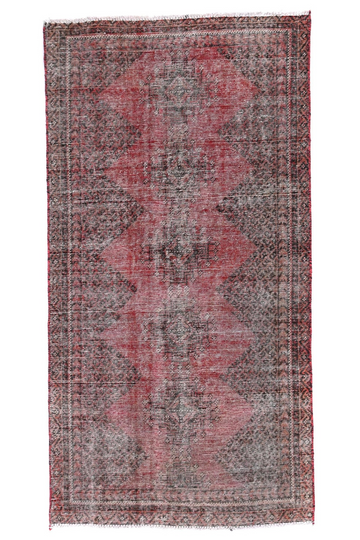 4X6 Handmade Vintage Turkish Accent Rug – Faded Red