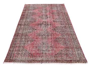 4x6 Handmade Turkish Vintage Tribal Rug | Faded Blush Medallion & Triangle Edges | Boho Rug, Antique Anatolian Rug | SHR494 | From 1970