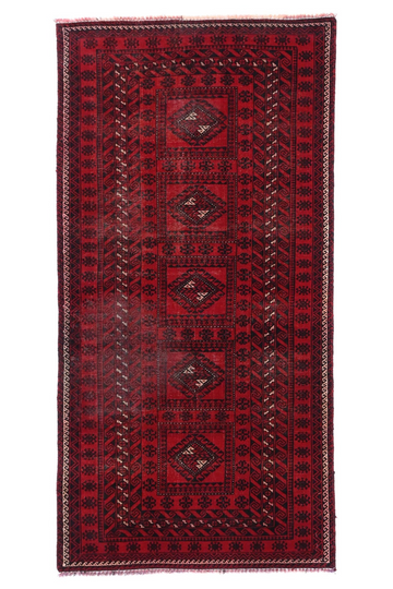 3X6 Handmade Vintage Turkish Runner Rug – Geometric Red