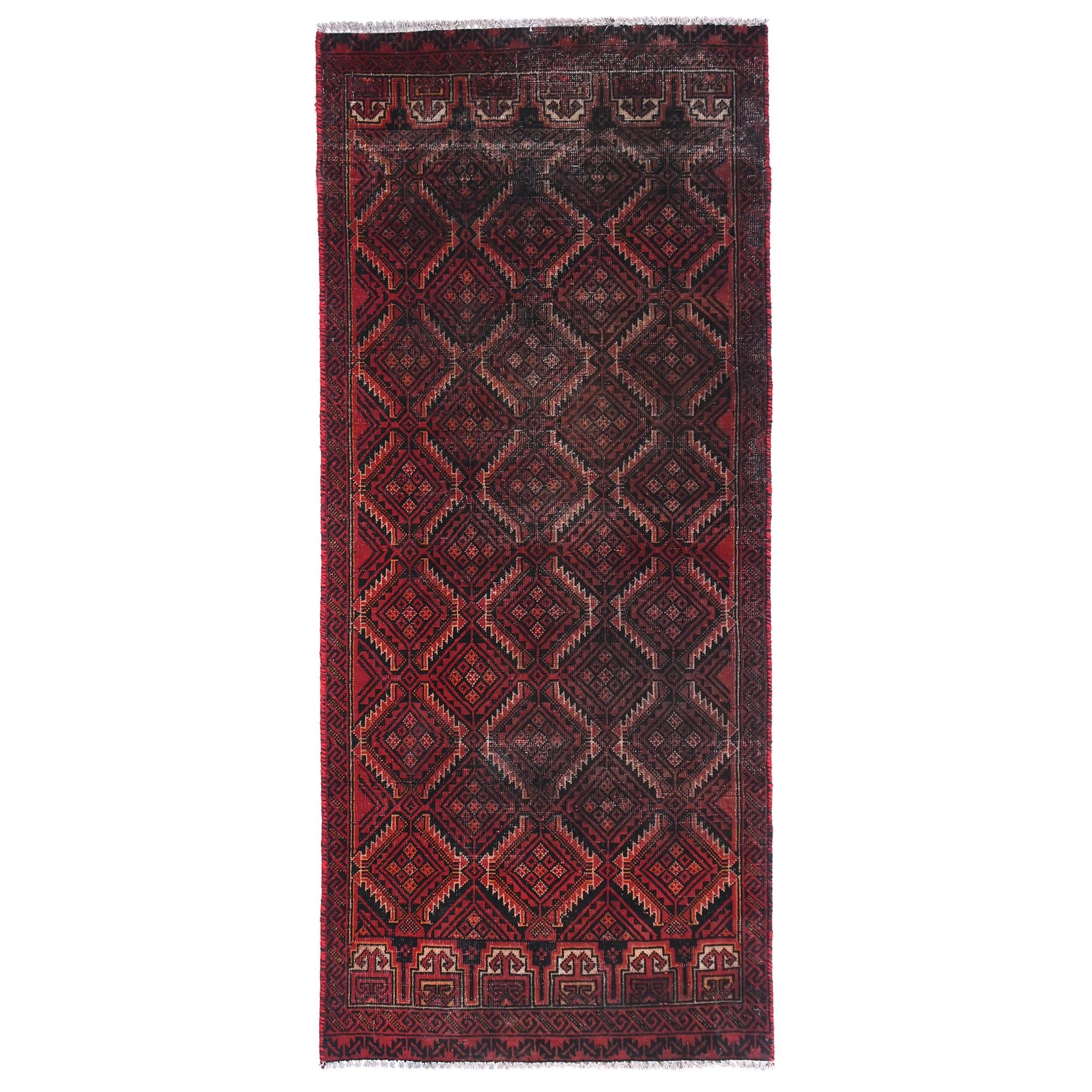 3x6 Handmade Turkish Vintage Tribal Rug | Red Diamond Gul Field | Boho Rug, Antique Anatolian Rug  | SHR500 | From 1970