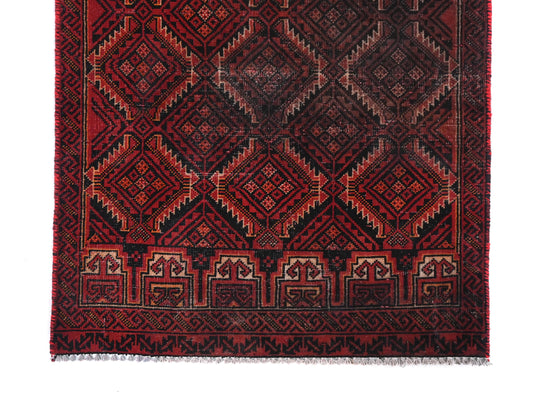 3x6 Handmade Turkish Vintage Tribal Rug | Red Diamond Gul Field | Boho Rug, Antique Anatolian Rug  | SHR500 | From 1970