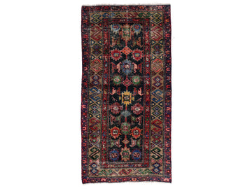 3x6 Handmade Turkish Vintage Tribal Rug | Vibrant Floral Array on Midnight Blue | Boho Rug, Antique Anatolian Rug | SHR504 | From 1970