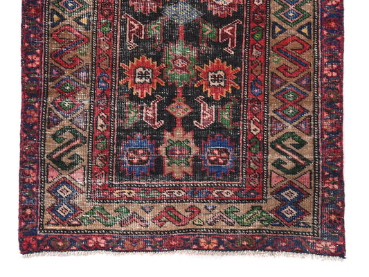 3x6 Handmade Turkish Vintage Tribal Rug | Vibrant Floral Array on Midnight Blue | Boho Rug, Antique Anatolian Rug | SHR504 | From 1970