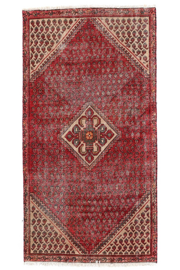 3X6 Handmade Vintage Turkish Runner Rug – Geometric Red