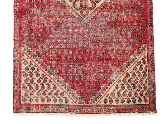 3x6 Handmade Turkish Vintage Tribal Rug | Majestic Medallion in Rouge Garden | Boho Rug, Antique Anatolian Rug  | SHR510 | From 1970