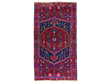 3x6 Handmade Turkish Vintage Tribal Rug | Deep Red Field with Contrasting Geometry | Boho Rug, Antique Anatolian Rug | SHR-521 | From 1970