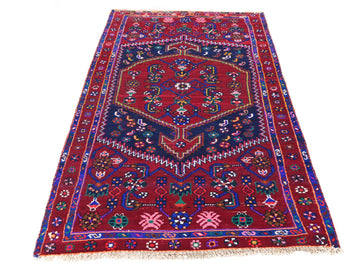 3x6 Handmade Turkish Vintage Tribal Rug | Deep Red Field with Contrasting Geometry | Boho Rug, Antique Anatolian Rug | SHR-521 | From 1970