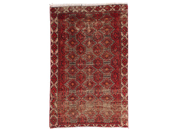 3x5 Handmade Turkish Vintage Tribal Rug | Intricate Geometric Lattice | Boho Rug, Antique Anatolian Rug | SHR524 | From 1970