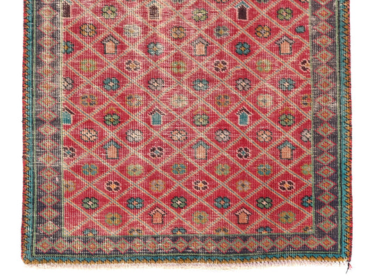 3x5 Handmade Turkish Vintage Tribal Rug | Intricate Geometric Harmony | Boho Rug, Antique Anatolian Rug | SHR527 | From 1970