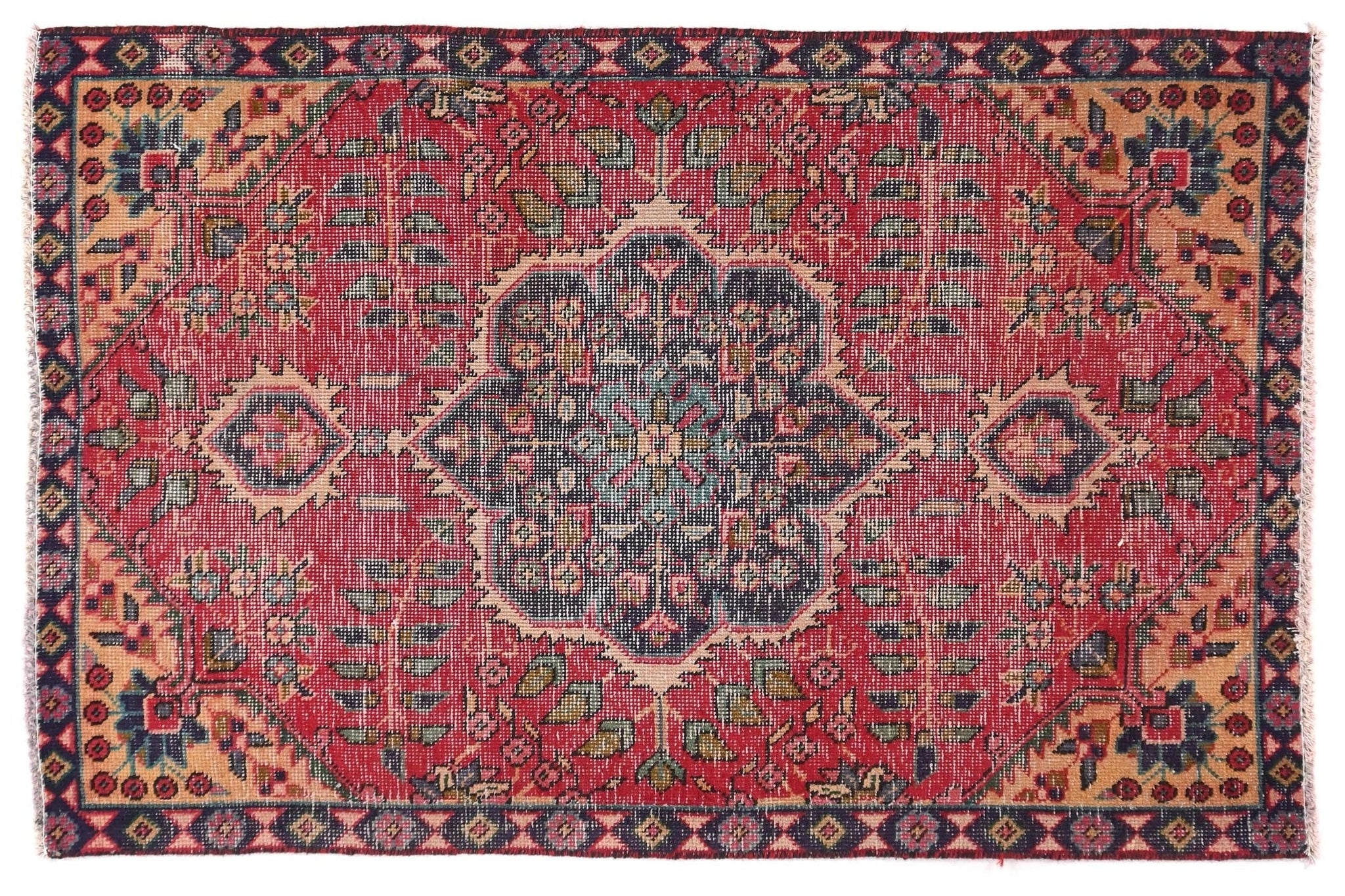 3x5 Handmade Turkish Vintage Tribal Rug | Majestic Floral Medallion | Boho Rug, Antique Rug | SHR557 | From 1970