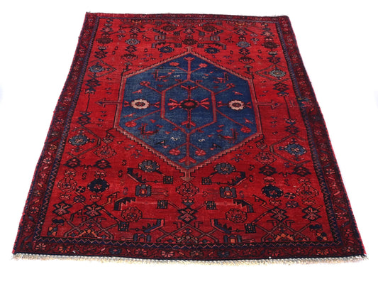 3x5 Handmade Turkish Vintage Tribal Rug | Bold Floral Emblem | Boho Rug, Antique Rug | SHR563 | From 1970