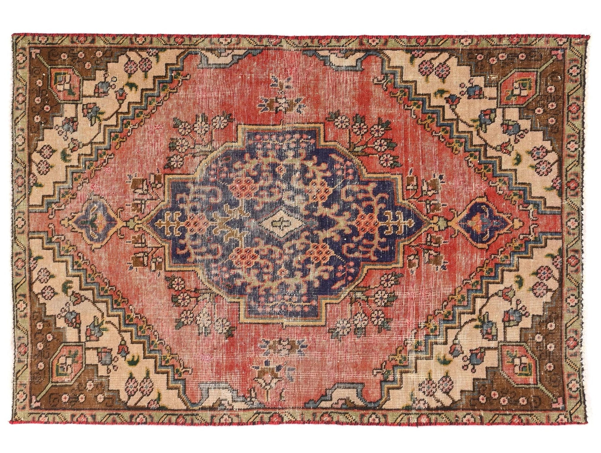 3x5 Handmade Turkish Vintage Tribal Rug | Enchanted Garden Emblem | Boho Rug, Antique Rug | SHR568 | From 1970