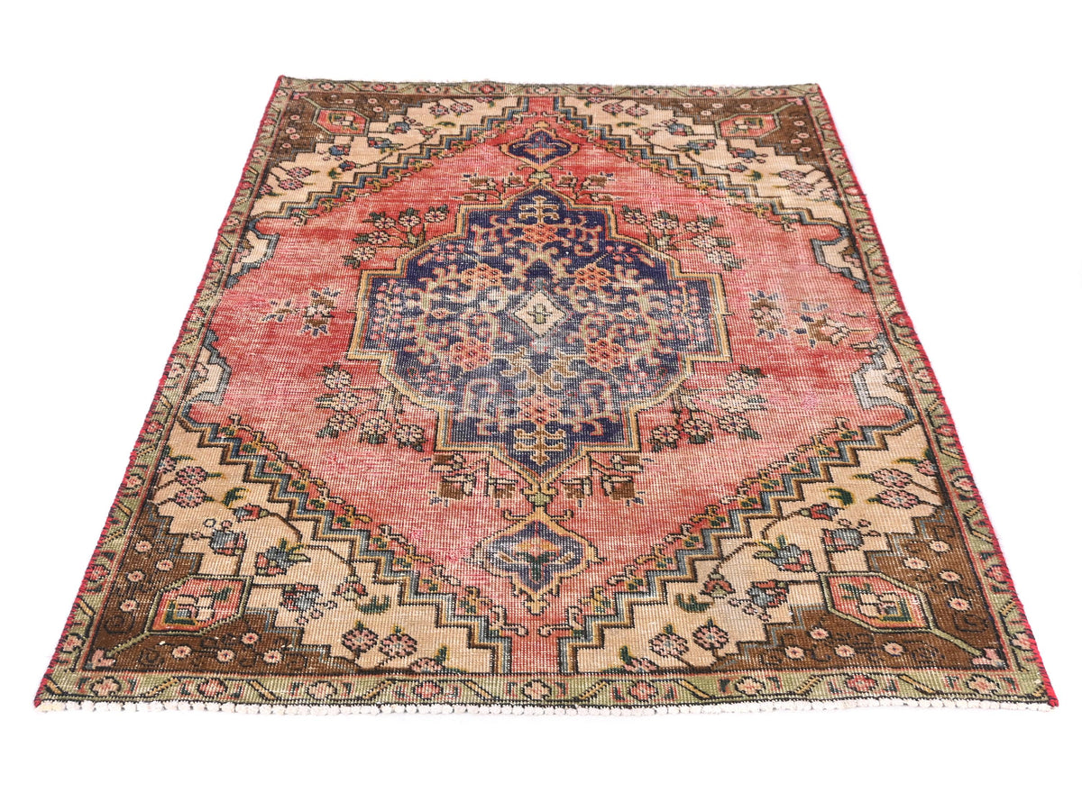 Rectangular Rug Emblem 3x5 Handmade Turkish Vintage Tribal Rug | Enchanted Garden Emblem | Bo