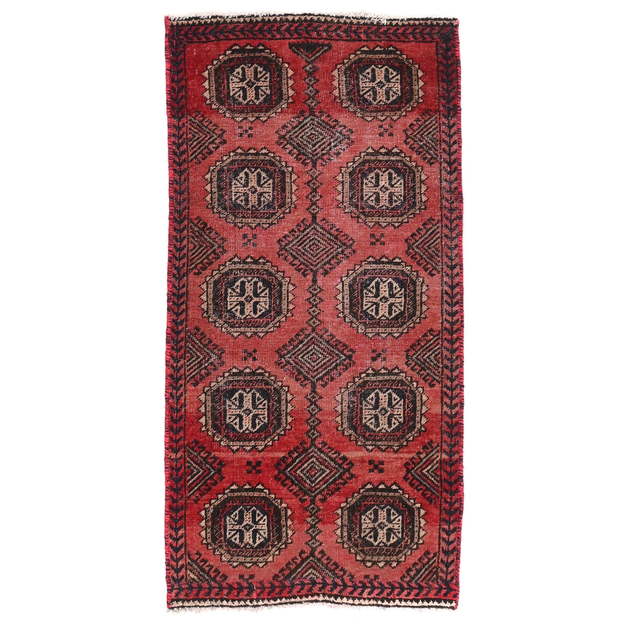 2x4 Handmade Turkish Vintage Tribal Rug | Emblem Star Medallions | Boho Rug, Antique Rug | SHR575 | From 1970