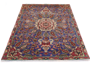 3x5 Handmade Turkish Vintage Tribal Rug | Inky Blue Floral Field With Radiant Medallion | Boho Rug, Antique Rug | SHR579 | From 1970