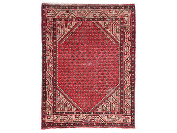 3x4 Handmade Turkish Vintage Tribal Rug | Geometric Patterns With Red & Cream Border | Boho Rug, Antique Rug | SHR591 | From 1970