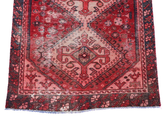 3x6 Handmade Turkish Vintage Tribal Rug | Dual Medallion Design With Dark Red Aged Field | Boho Rug, Antique Rug | SHR593 | From 1970