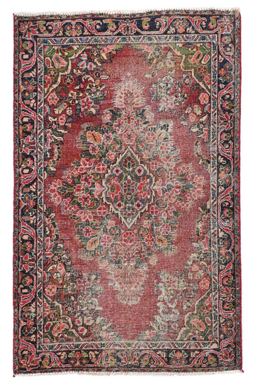 4X7 Handmade Vintage Turkish Area Rug – Floral Brown