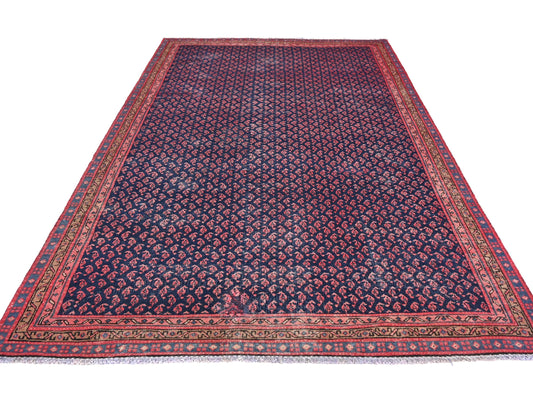 5x9 Handmade Turkish Vintage Tribal Rug | Deep Crimson & Navy Boteh Field | Boho Rug, Antique Rug | SHR750 | From 1980 |