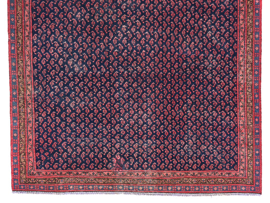 5x9 Handmade Turkish Vintage Tribal Rug | Deep Crimson & Navy Boteh Field | Boho Rug, Antique Rug | SHR750 | From 1980 |