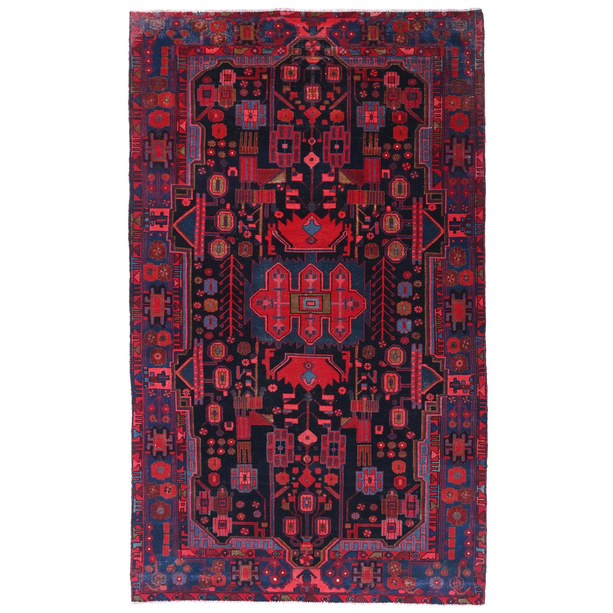 5x10 Handmade Turkish Vintage Tribal Rug | Geometric Symbolic Motif Design | Boho Rug, Antique Anatolian Rug | SHR748 | From 1980