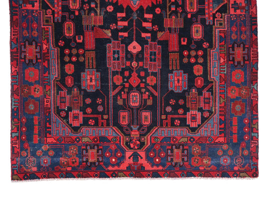 5x10 Handmade Turkish Vintage Tribal Rug | Geometric Symbolic Motif Design | Boho Rug, Antique Anatolian Rug | SHR748 | From 1980