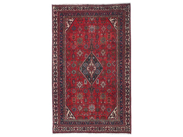 6x9 Handmade Turkish Vintage Tribal Rug | Royal Crimson Diamond Medallion & Star Border | Boho Rug, Antique Wool Rug | SHR747 | From 1980