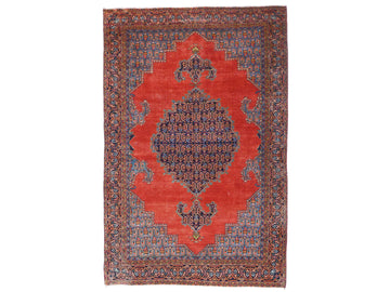 6x10 Handmade Turkish Vintage Tribal Rug | Repeated Paisley Medallions in Red Field | Boho Rug, Antique Anatolian Rug | SHR743 | From 1980 |