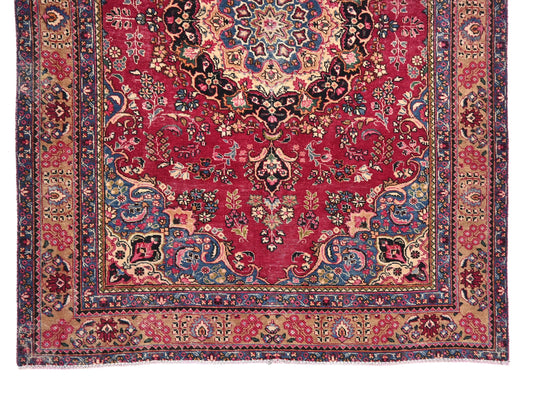 6x9 Handmade Turkish Vintage Tribal Rug | Floral Star Medallion with Botanical work | Boho Rug, Antique Anatolian Rug | SHR741 | From 1980 |