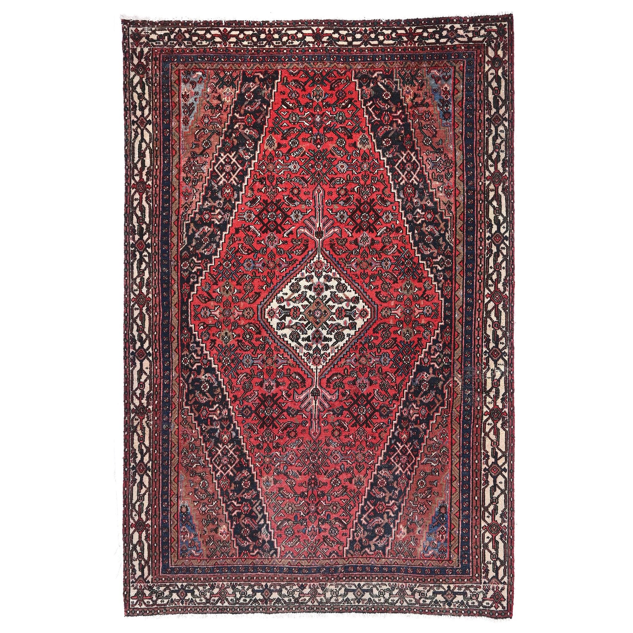 7x11 Handmade Turkish Vintage Tribal Rug | Medallion & Vine Work Beauty | Boho Rug, Antique Anatolian Rug | SHR740 | From 1980