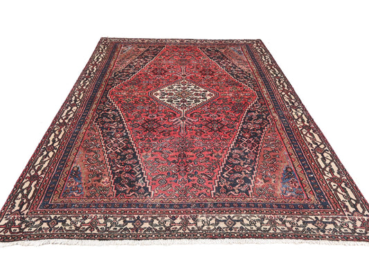 7x11 Handmade Turkish Vintage Tribal Rug | Medallion & Vine Work Beauty | Boho Rug, Antique Anatolian Rug | SHR740 | From 1980