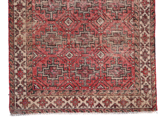 4x7 Handmade Turkish Vintage Tribal Rug | Diamond Brickwork Geometric Field | Boho Rug, Anatolian Rug | SHR459 | From 1980