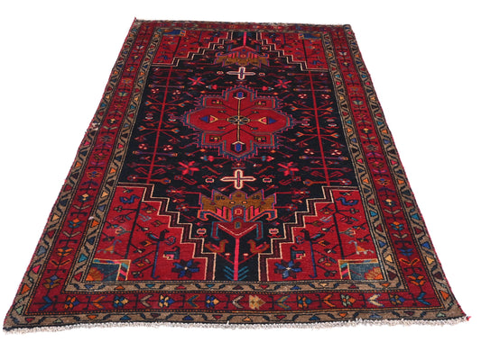 4x6 Handmade Turkish Vintage Tribal Rug | Midnight Violet Geometric Bloomfield | Boho Rug, Anatolian Rug | SHR457 | From 1980