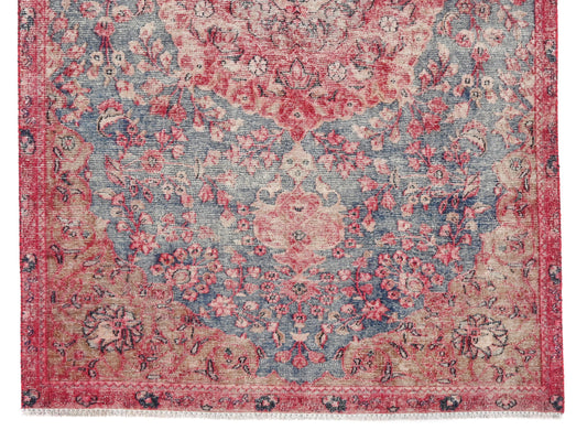 5x8 Handmade Turkish Vintage Tribal Rug | Faded Blue & Coral Medallion | Boho Rug, Antique Anatolian Rug | SHR734 | From 1980 |