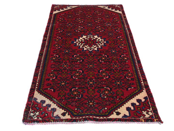 3x6 Handmade Turkish Vintage Tribal Rug | Crimson Diamond & Floral Central Medallion | Boho Rug, Antique Anatolian Rug | SHR404 | From 1980