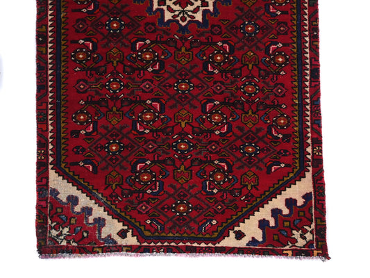 3x6 Handmade Turkish Vintage Tribal Rug | Crimson Diamond & Floral Central Medallion | Boho Rug, Antique Anatolian Rug | SHR404 | From 1980