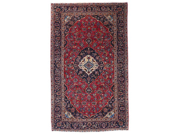 5x9 Handmade Turkish Vintage Tribal Rug | Floral Medallion on Scarlet Field | Boho Rug, Antique Anatolian Rug | SHR730 | From 1980 |