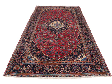 5x9 Handmade Turkish Vintage Tribal Rug | Floral Medallion on Scarlet Field | Boho Rug, Antique Anatolian Rug | SHR730 | From 1980 |