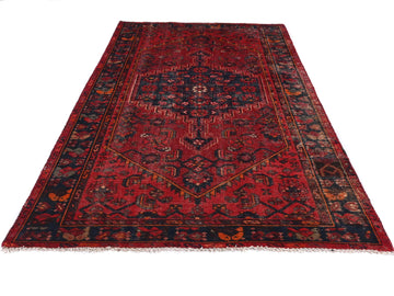 4x7 Handmade Turkish Vintage Tribal Rug | Midnight Medallion On Rich Rose Field | Boho Rug, Anatolian Rug | SHR449 | From 1980