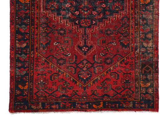 4x7 Handmade Turkish Vintage Tribal Rug | Midnight Medallion On Rich Rose Field | Boho Rug, Anatolian Rug | SHR449 | From 1980