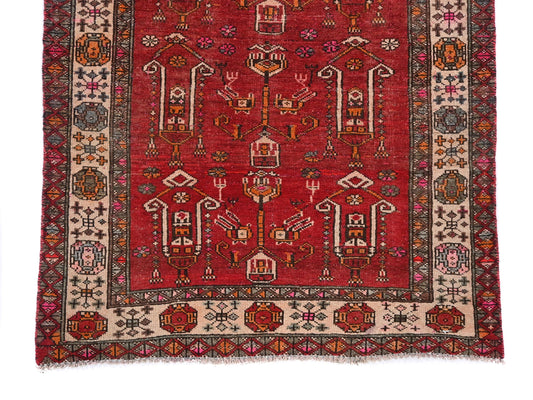 4x7 Handmade Turkish Vintage Tribal Rug | Faded Floral Altar Tree Medallions | Boho Rug, Anatolian Rug | SHR447 | From 1980