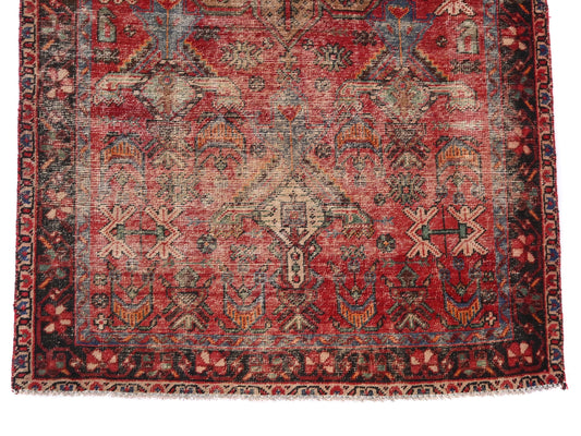 4x7 Handmade Turkish Vintage Tribal Rug | Intricate Garden Of Life Florals On Rust Red Field | Boho Rug Anatolian Rug | SHR445 | From 1980