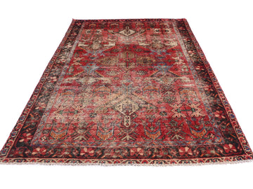 4x7 Handmade Turkish Vintage Tribal Rug | Intricate Garden Of Life Florals On Rust Red Field | Boho Rug Anatolian Rug | SHR445 | From 1980
