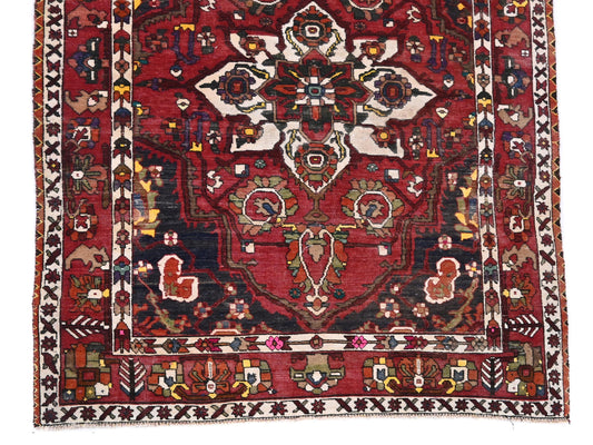 5x7 Handmade Turkish Vintage Tribal Rug | Brick Field With Cream Floral Crowns | Boho Rug, Anatolian Rug | SHR440 | From 1980