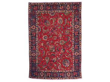 5x6 Handmade Turkish Vintage Tribal Rug | Red Garden Of Floral Whimsy | Boho Rug, Anatolian Rug | SHR436 | From 1980